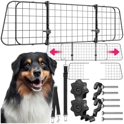 Afbeelding van tectake® Autohondenrek Universeel met Variabele Breedte Kofferbakbescherming en Scheidingsrooster Accessoires voor Reizen Honden