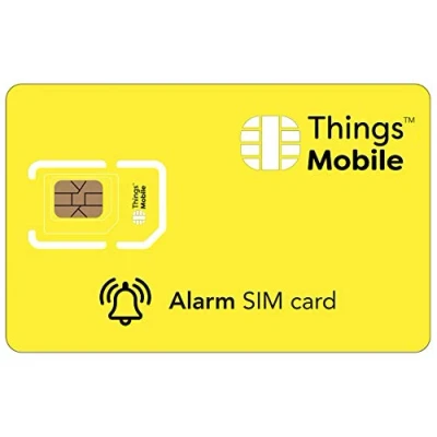 Afbeelding van SIM kaart voor anti inbraakalarm Things Mobile met wereldwijde dekking en GSM/2G/3G/4G multi operator netwerk, zonder vaste kosten. 10 krediet inbegrepen