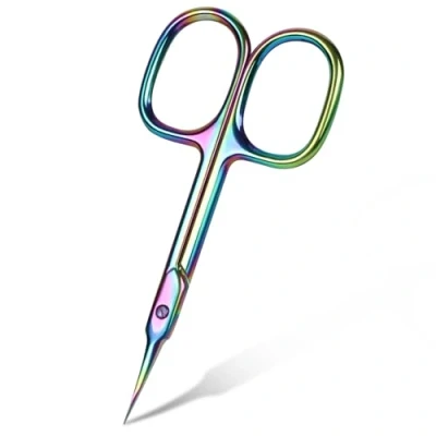 Afbeelding van URAQT Nagelschaar, professionele roestvrijstalen gebogen nagelriem, scherpe dode huidschaar gericht voor het trimmen van wenkbrauwen, neushaar, manicure, vinger en teenverzorging, multi regenboog