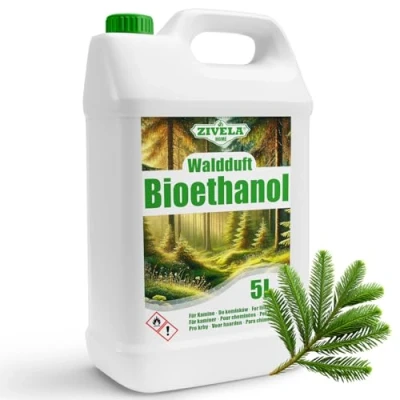 Afbeelding van Bioethanol 96,6% 5 liter, biologische alcohol, bosgeur, 96,6%, bio ethanol voor open haard, tafelhaard, schone verbranding, zonder rook, levendige en stabiele vlam