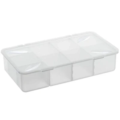 Afbeelding van Rotho Snappy Opbergdoos 3l met compartimenten en deksel, Kunststof (PP) BPA vrij, transparante, (33.9 x 19.8 7.6 cm)
