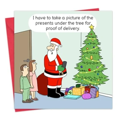 Afbeelding van Twizler Grappige Kerstkaart Kerstman Levering Merry Christmas Cards Funny Xmas Card Heren voor hem Man Papa Zoon Womens Haar Vrouw Moeder Dochter