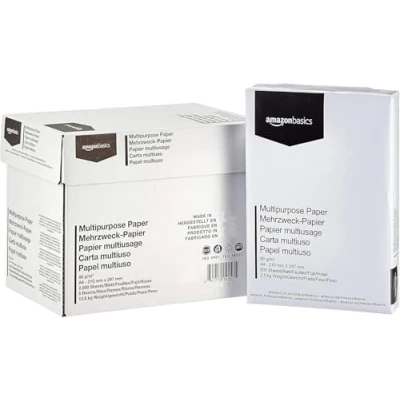 Afbeelding van Amazon Basics Printerpapier, DIN A4, 80 g/m², 2500 stuks, 5 verpakkingen van 500, wit