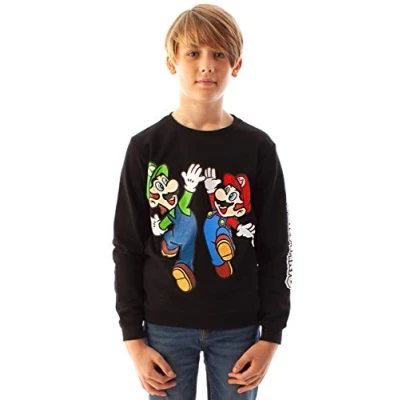 Afbeelding van Super Mario Sweatshirt Jongens Luigi Karakter Gamers Lange Mouwen Kids Jumper 13 14 jaar