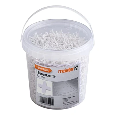 Afbeelding van Meister Tegelkruisjes 1,0 mm Praktische set met 1800 stuks van robuust polypropyleen wit/tegelaccessoires/tegelleghulp/voegkruis / 4426900