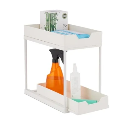 Afbeelding van Relaxdays gootsteenkast organizer 2 lades keukenkast wit keuken