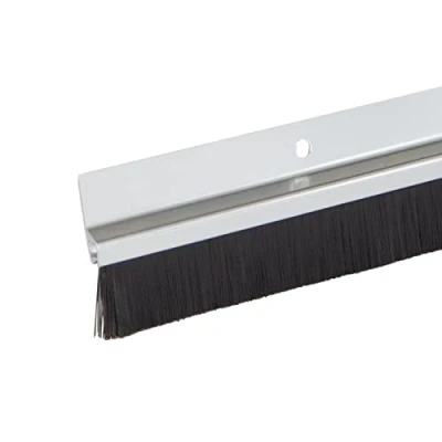 Afbeelding van PRIOstahl Deurafdichting, deurborstel, afdeklijsten, borstelafdichting, 8 x deurafdichting van aluminium, zilver, 1 meter, strip om vast te schroeven, borstel, tochtstopper, tochtstopper voor deuren