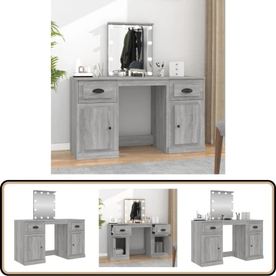Afbeelding van vidaXL Kaptafel met LED verlichting 130x50x132,5 cm grijs sonoma eiken