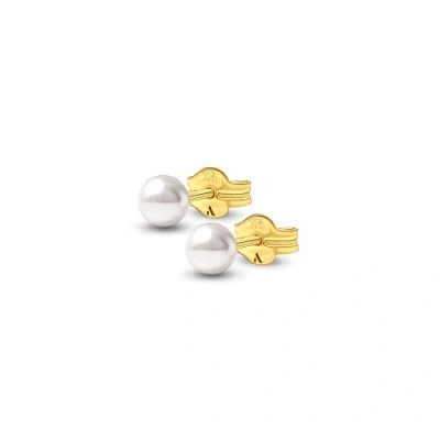 Afbeelding van Amberta Allure Dames 9 K Geel Goud Parel Oorknopjes: 4 4.5 mm