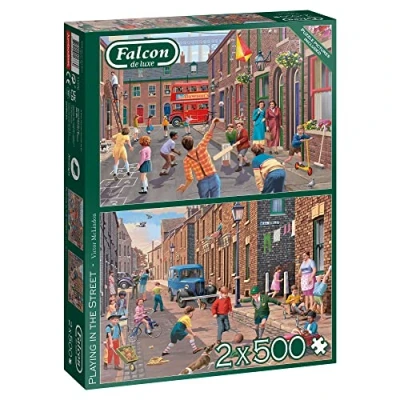 Afbeelding van Falcon puzzel Playing in the Street Legpuzzel 2x 500 stukjes