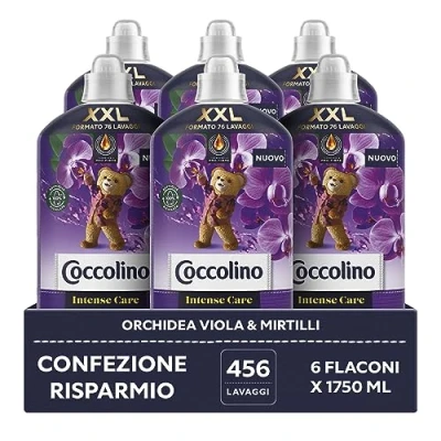 Afbeelding van Coccolino Wasverzachterconcentraat, orchidee en bosbessen, wasverzachter voor wasmachine Intense Care met Pro Fibre technologie, XXL formaat 456 wasbeurten, 6 stuks à 1750 ml