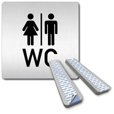 Afbeelding van Türschilder24 XXL bord deurbord 125 x mm WC + toiletten pictogram 1,5 aluminium massief materiaal 100% Made in Germany (WC afstandhouder)