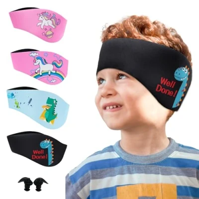 Afbeelding van Zwemhoofdband voor kinderen, neopreen zwemband, hoofdband met hoge elasticiteit en klittenbandsluiting, oorbescherming, waterdichte kinderen volwassenen
