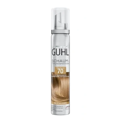 Afbeelding van Guhl Verstevigde schuimtint, kleur 70, middenblond, voor lichtblond tot donkerblond en grijs haar, zachte grip, volume kleurglans, houdt 1 3 wasbeurten