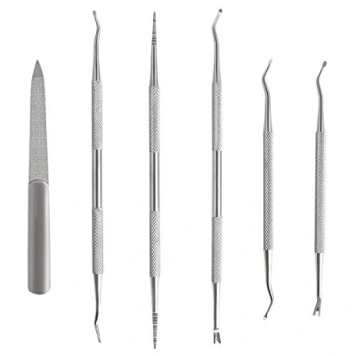Afbeelding van Yangfei Hoeklifter voetverzorgingsset, voetverzorgingsinstrument, dubbel instrument, professionele manicure pedicure nagelverzorgingsset met 1 nagelriemduwer van roestvrij staal, ingegroeide