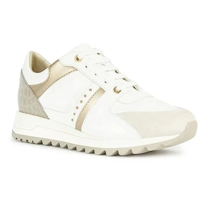 Afbeelding van Geox D Tabelya Sneakers laag, Dames, Maat: 40, White light sand Leer/ synthetisch