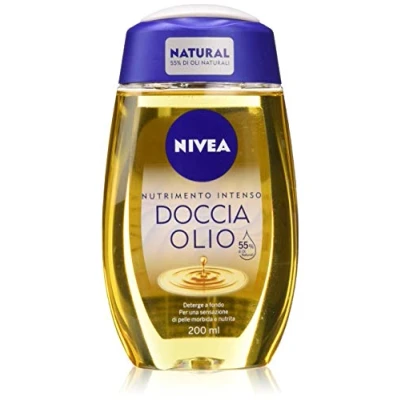 Afbeelding van Nivea Douche Natural Oil Intensieve voeding in een verpakking van 6 x 200 ml, voedend bubbelbad op natuurlijke oliebasis, voor zachte en voedende huid