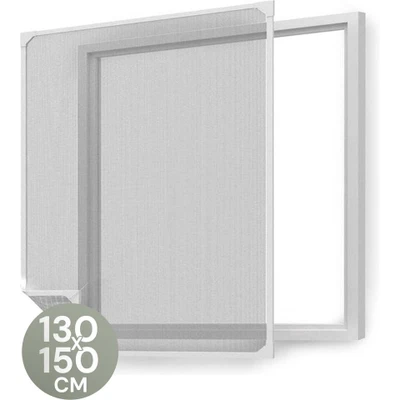 Afbeelding van O&#039;DADDY® Magnetische Raamhor 130x150 cm Aanpasbaar Vliegengaas Met Witte Rand en Zwart Gaas Horrengaas Veelzijdig Gemakkelijk te Monteren