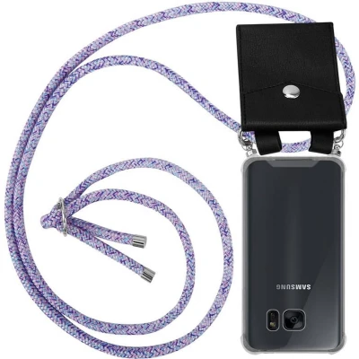 Afbeelding van Cadorabo Hoesje geschikt voor Samsung Galaxy S7 in EENHOORN Silicone Mobiele telefoon ketting beschermhoes met zilveren ringen, koordriem en afneembaar etui