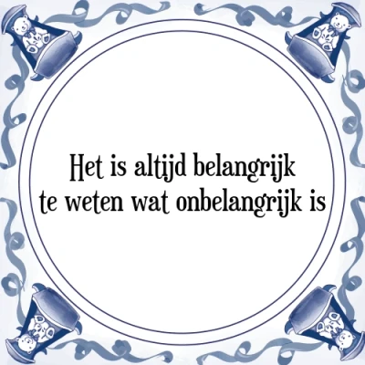 Afbeelding van Het is altijd belangrijk te weten wat onbelangrij Tegeltje + Spreuk