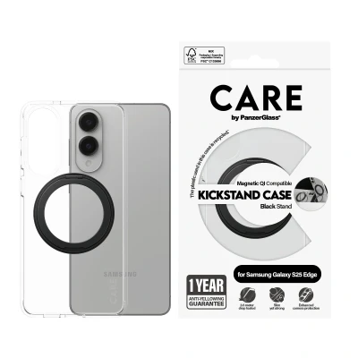 Afbeelding van PanzerGlass CARE by Feature Case Transparent w. Black Kickstand &amp; Q