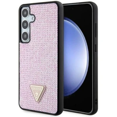 Afbeelding van Guess Rhinestones Triangle Logo Back Case Geschikt voor Samsung Galaxy S24 Plus (S926) Roze