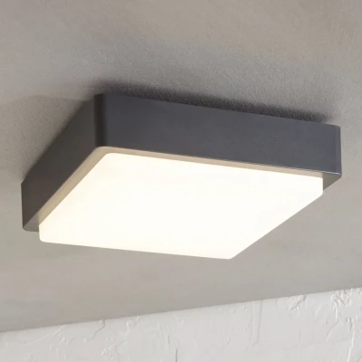 Afbeelding van Lindby LED plafondlamp 1licht polycarbonaat, ABS H: 6 cm donkergrijs (RAL 7024, wit Inclusief lichtbron