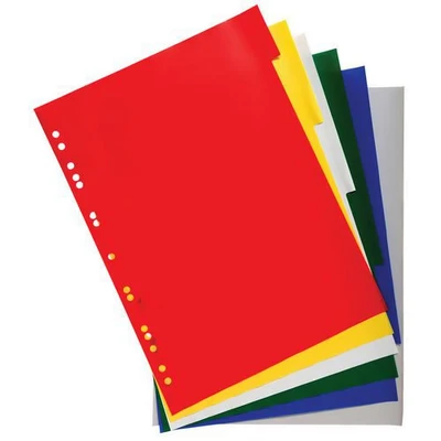 Afbeelding van Exacompta tabbladen voor ft A4, uit PP 12/100e, 6 tabs, geassorteerde kleuren 100 stuks