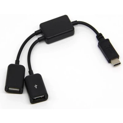 Afbeelding van USB C hub met 2 A poorten busgevoed USB2.0 / zwart 0,15 meter
