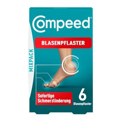 Afbeelding van Compeed Blaaspleister Mixpack hydrocolloïde pleisters in verschillende maten tegen blaren op hielen, tenen en voor kleine luchtbellen, 6 stuks