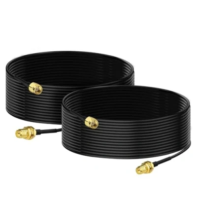 Afbeelding van Bingfu RP SMA Male to Female Bulkhead Mount RG174 WiFi Aerial Antenna Extension Coaxial Cable 5m (2 Pack) for Wireless Mini PCI Express PCIE Network Card Adapter Router Gateway