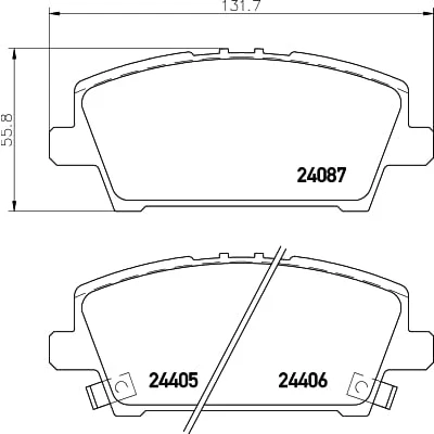 Afbeelding van HELLA 8DB 355 006 911 Remblokkenset Met akoestische slijtagewaarschuwing remzadelschroef HONDA: Civic VIII Hatchback (FN, FK) 1.4, 1.8, 2.2 CTDi