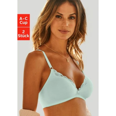 Afbeelding van Petite fleur Bralette bh zonder beugels van katoen met kant (Set 2)