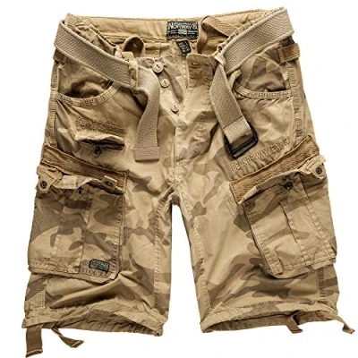 Afbeelding van Geographical Norway Cargo Shorts Korte broek Bermuda met riem Short Hunter in bundel UD Bandana, beige camo 2, M