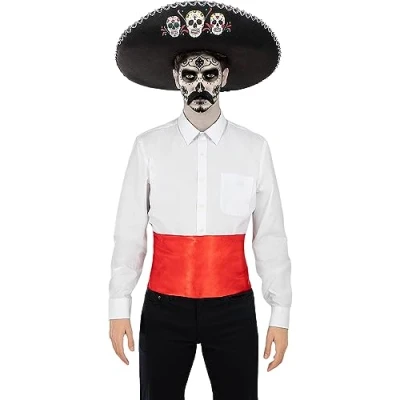 Afbeelding van Funidelia Day of the Deadset voor mannen Mexicaanse schedel, Halloween, Dead (Dia de los Muertos), Horror Kostuum Volwassenen Accessoire verkleedkleding en rekwisieten carnaval &amp; feesten Zwart