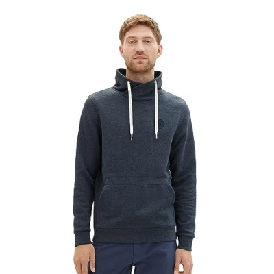 Afbeelding van TOM Tailor Snood MIT Logoprint Sweater, Heren, Maat: Medium, Sky captain blue white melange