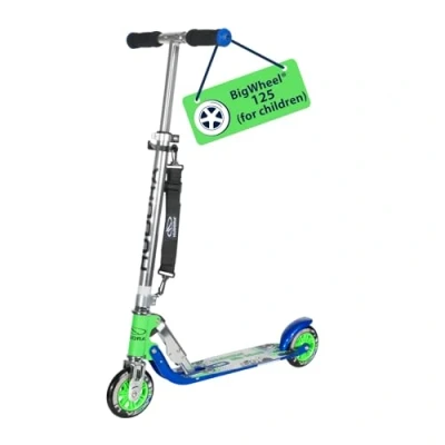 Afbeelding van HUDORA Big Wheel Scooter 125 mm, kinderstep, blauw/groen, 14753