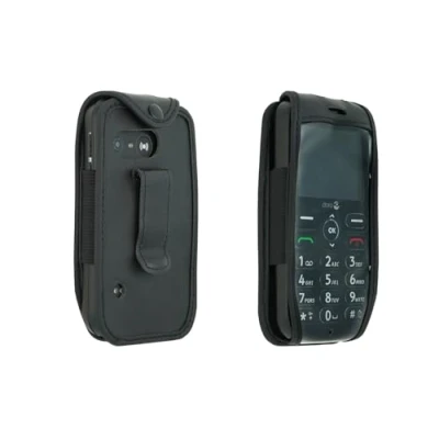 Afbeelding van caseroxx Leren hoesje met riemclip compatibel Doro 1880/1881/5860 van echt leer, tas en kijkvenster in zwart
