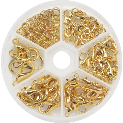 Afbeelding van Set Karabijnsluitingen met Buigringen (10 20 x 6 11 mm) Goud (120 Stuks)