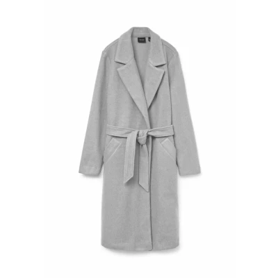 Afbeelding van Vero Moda Vmfortuneaya LONG Mantel, Dames, Maat: Large, Light grey melange