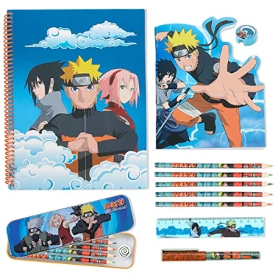 Afbeelding van Naruto Briefpapier Set met Kleurpotloden Tin Etui Kinderen Notebooks Bumper Pack Anime Schoolbenodigdheden Geschenken voor Jongens, Meerkleurig, Eén maat, Potlood