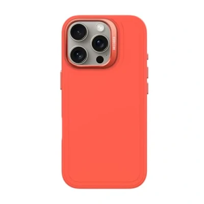 Afbeelding van DECODED Siliconen Stacks Hoesje voor iPhone 16 Pro Premium Soft Touch Materiaal Antibacteriële Coating Geschikt MagSafe Tangerine Oranje