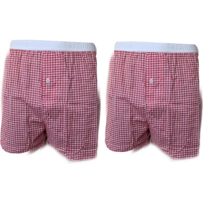 Afbeelding van Embrator 2 stuks mannen Boxershort geruit rood/wit L