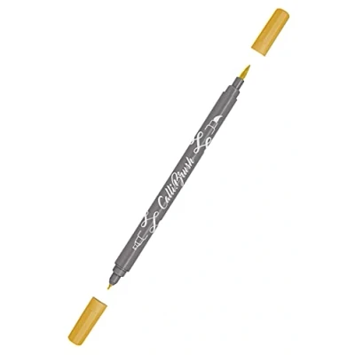 Afbeelding van Online 19057/6 Calli.Brush, Double Tip Pen met kalligrafiepunt en penseelpunt curry