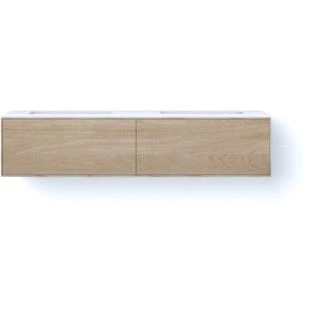 Afbeelding van Looox solid facet 160 cm surface bovenblad twee wasbakken 500 mm wooden meubel met 2 lades old grey swf1600