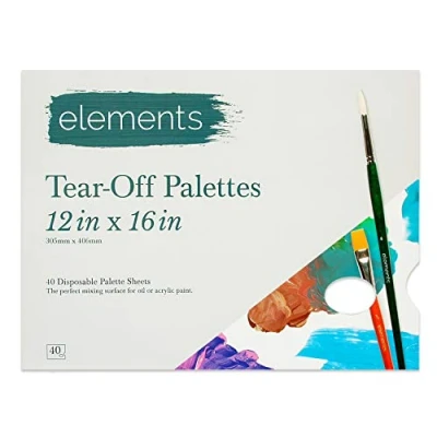 Afbeelding van Elements Scheurend palet 40 wegwerp schilderij paletplaten, kunstenaar pad mengen oppervlak voor olie of acryl verf pigment kleuren 12&quot;x16&quot;