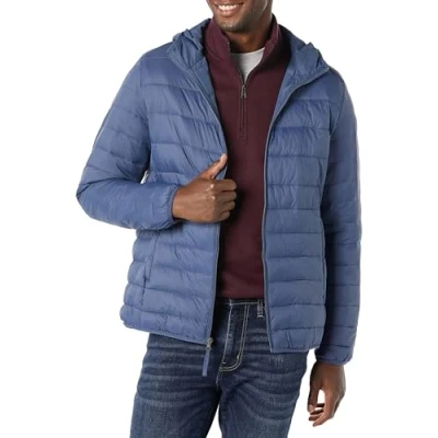 Afbeelding van Amazon Essentials Lichtgewicht waterbestendige opvouwbare pufferjas met capuchon, indigo, X Large