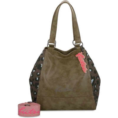 Afbeelding van Fritzi aus Preußen Schoudertas Joy01 Vintage Mix Shopper Jungle Olijfgroen