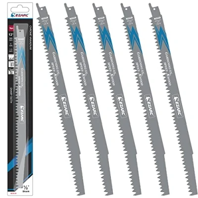 Afbeelding van EZARC Reciprozaagbladen set 5 delig voor hout, accessoires reciprozaag, R1231GS snelle zaagsneden 300 mm 5TPI (5 stuks)