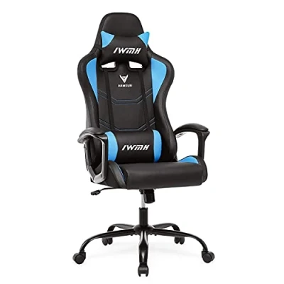 Afbeelding van IntimaTe WM Heart Gaming stoel, gamerstoel met ergonomische rugleuning, verstelbare hoofdsteun en lendensteun (blauw)